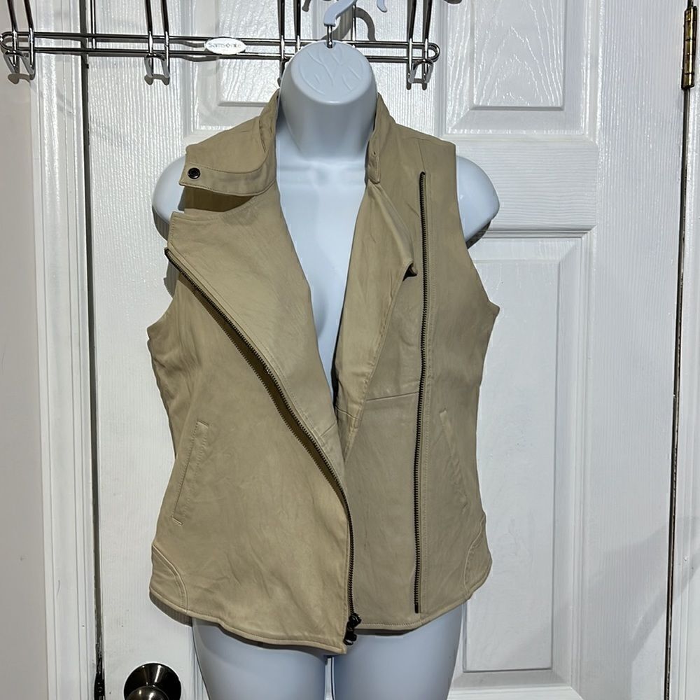 ‎Joe's Lamb Leather Vest Bone White Size M